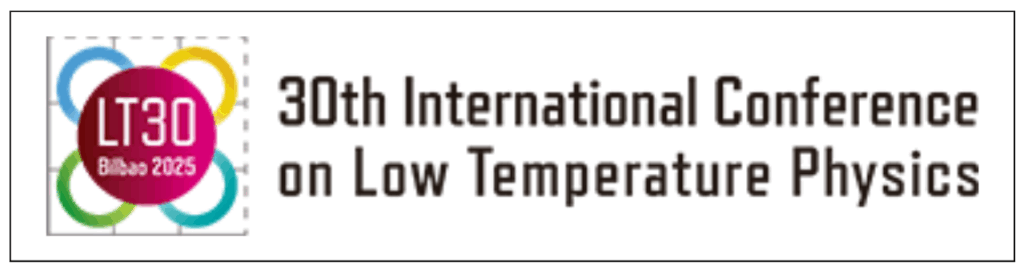 Danaher Cryogenics 2 Logo for the 30th international conference on low temperature physics, featuring the text "lt30 bilbao 2025" within a colorful circular design and the conference title "30th international conference on low temperature physics" in bold letters.